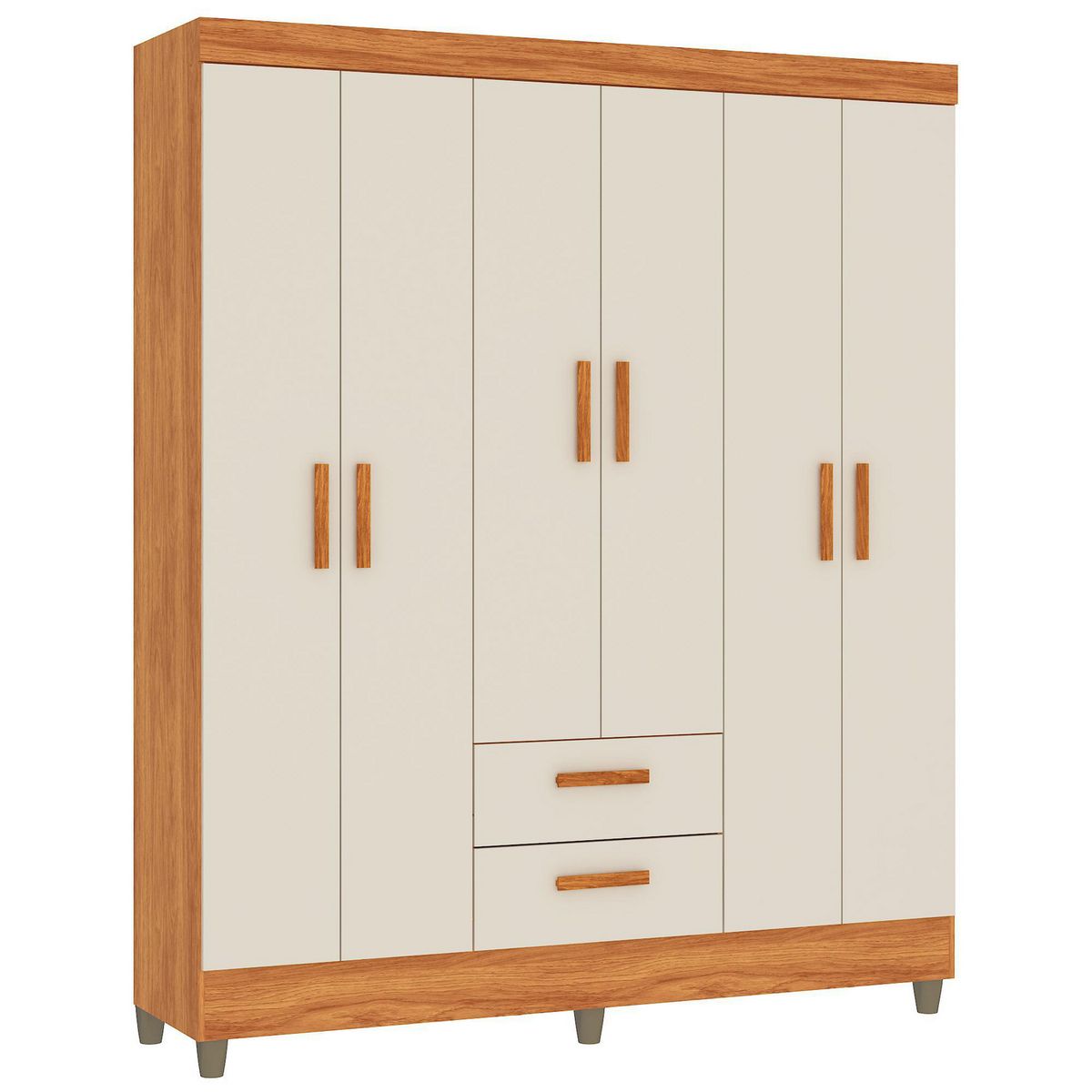 DI PORETTI - Clóset 6 Puerta(s) 3 Cajón(es) 4 Repisa(s) 150x181x40 cm Cafe/Off White