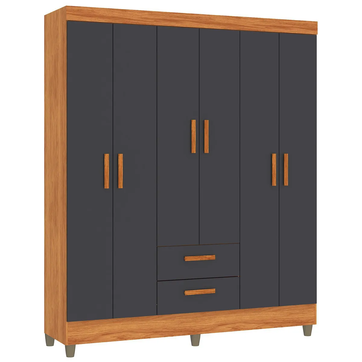 Clóset 6 Puerta(s) 2 Cajón(es) 4 Repisa(s) 150x181x40 cm Cafe/Gris, marca DI PORETTI - Foto 2