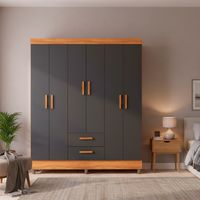 Clóset 6 Puerta(s) 2 Cajón(es) 4 Repisa(s) 150x181x40 cm Cafe/Gris