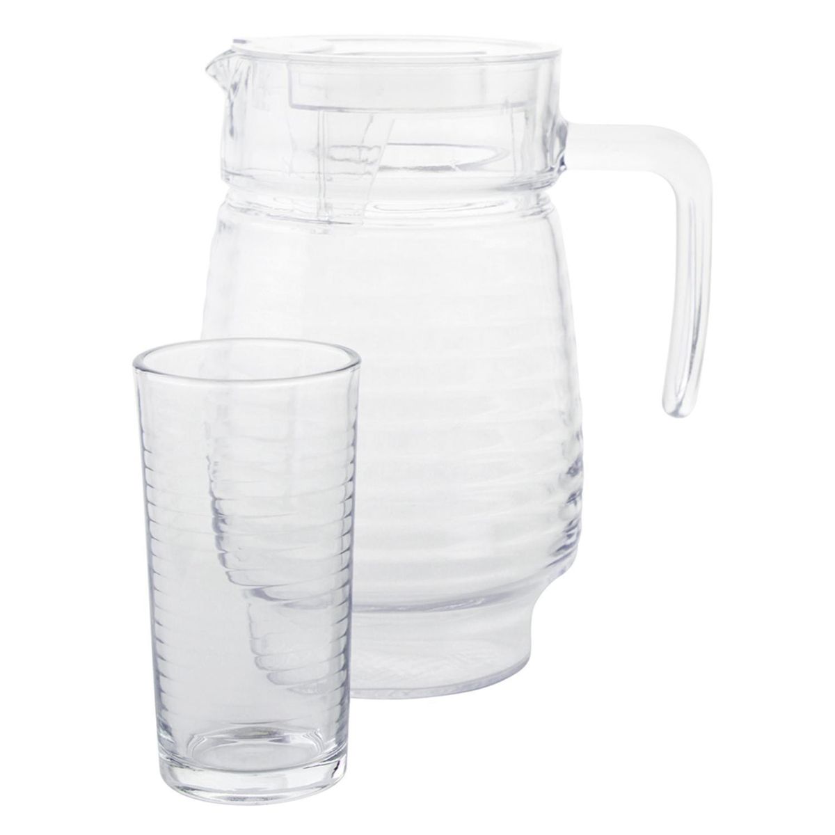 Set Jarro + 4 Vasos de Vidrio 1.5 l Acanalado Transparente, marca FANTUZZI - Foto Principal