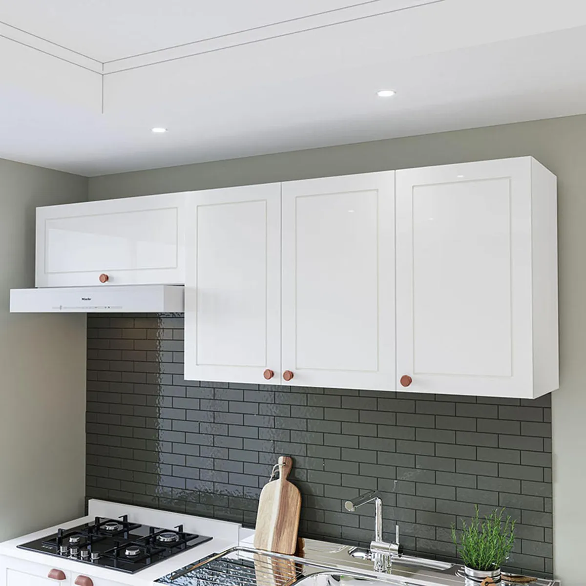 VEKKAHOME - Mueble De Cocina Aéreo Perola Blanco 4 Puertas