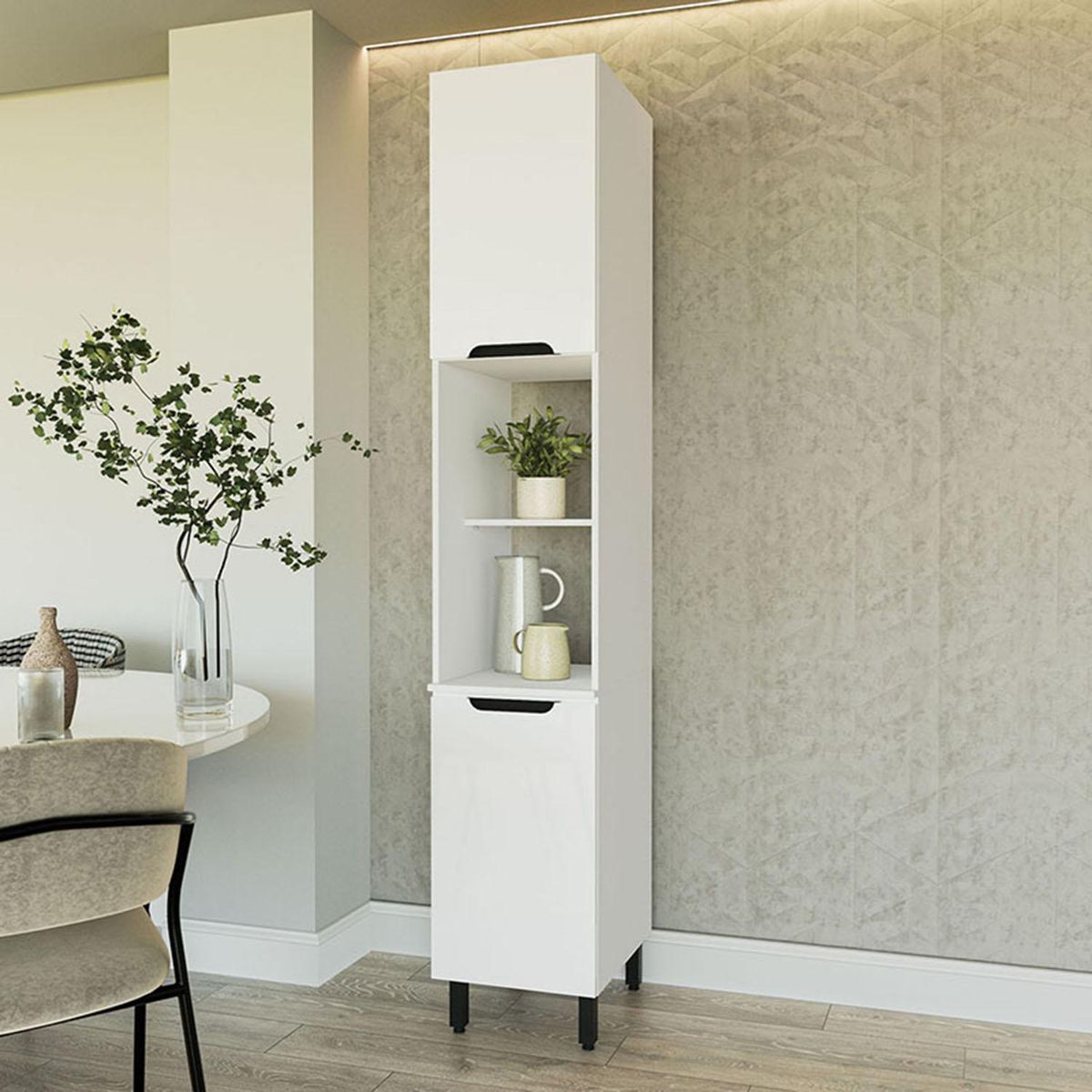 VEKKAHOME - Mueble De Cocina Despensa Meena Blanco 2 Puertas