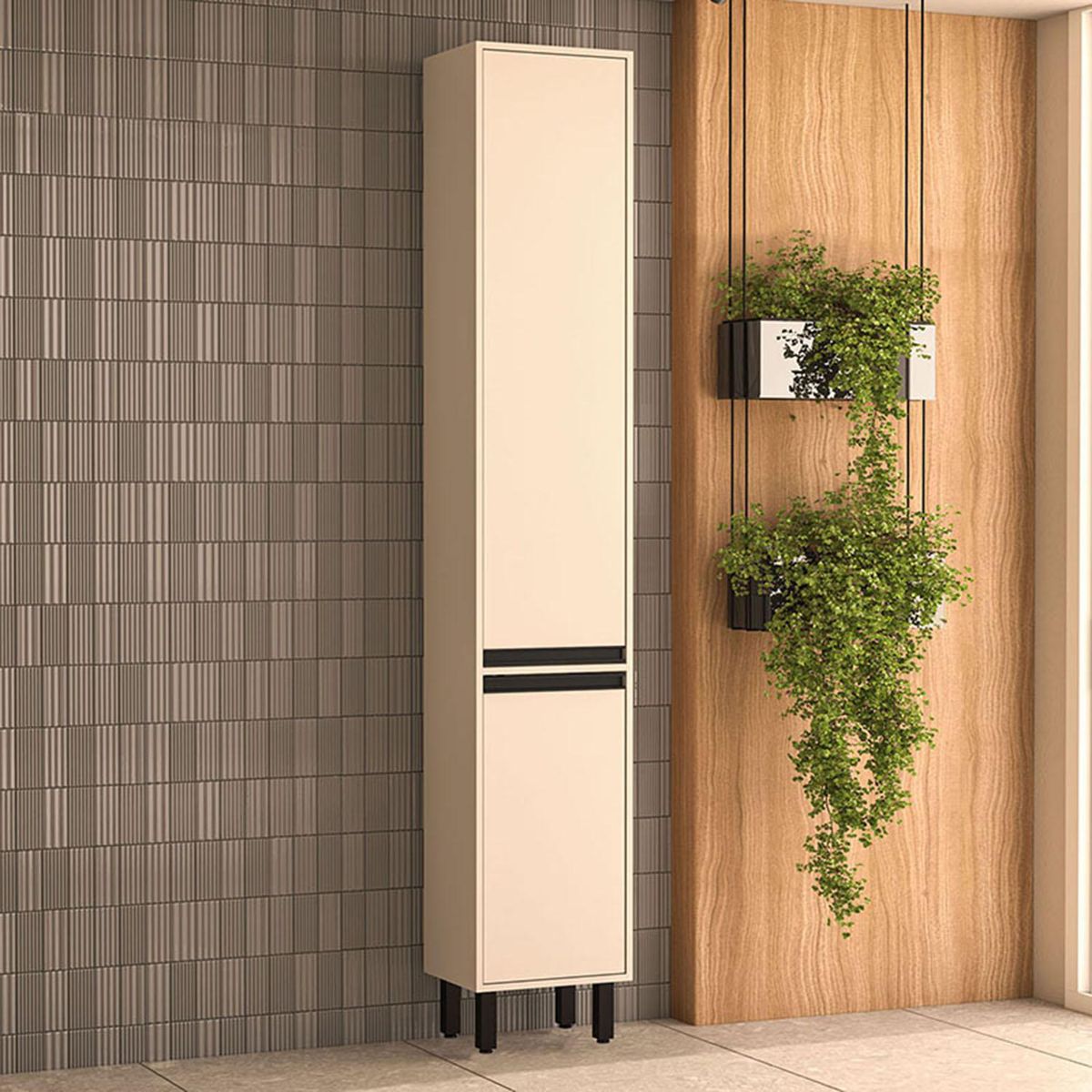 VEKKAHOME - Mueble De Cocina Despensa Koya Beige 2 Puertas
