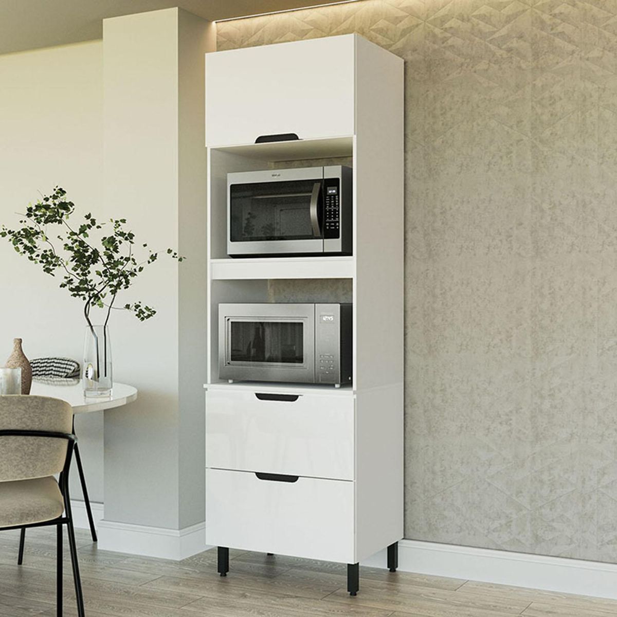 VEKKAHOME - Mueble De Cocina Despensa Meena Blanco 2 Puertas 1 Cajón