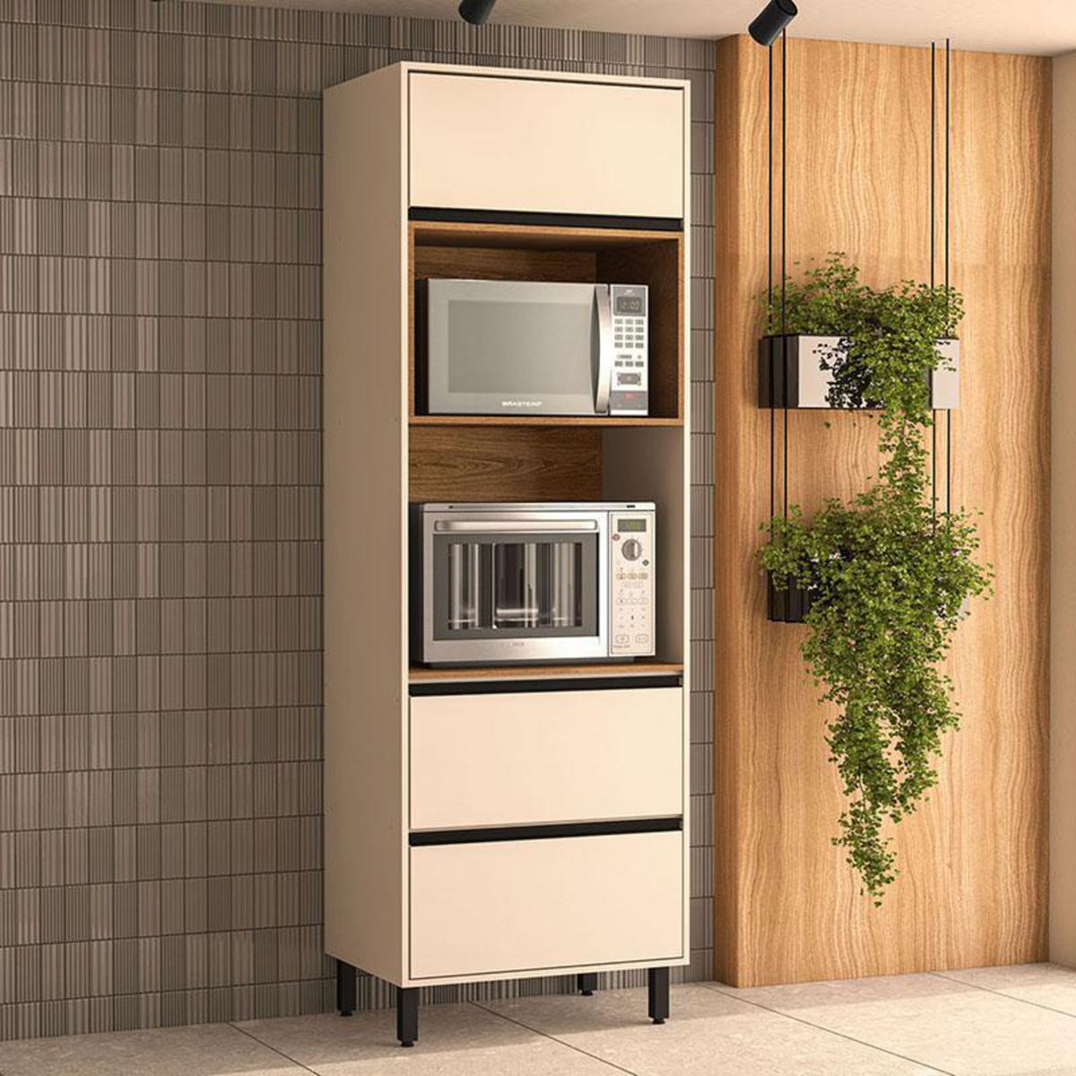 VEKKAHOME - Mueble De Cocina Despensa Koya Beige 2 Puertas 1 Cajón