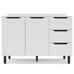 VEKKAHOME - Mueble base meena blanco 2 puertas 3 cajones