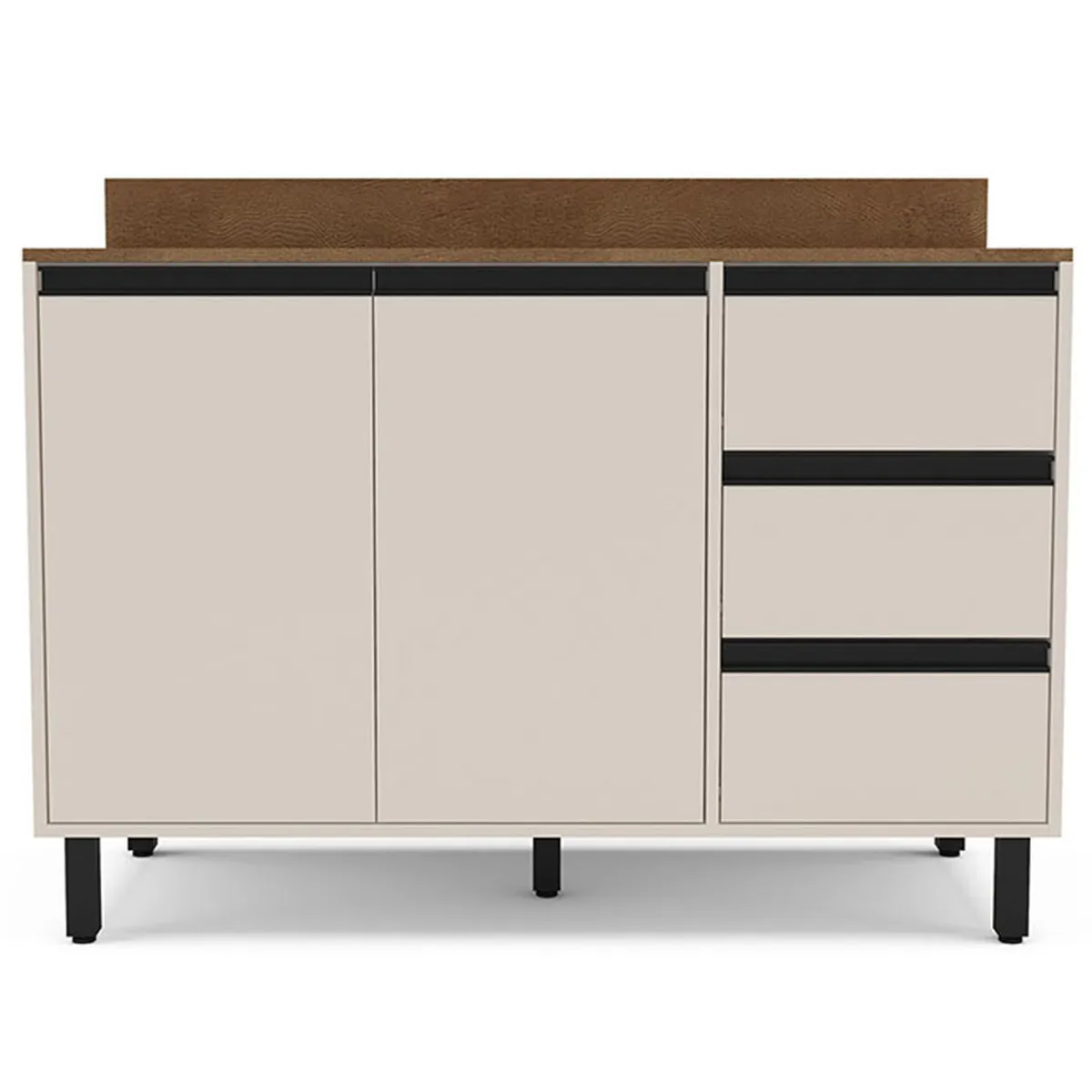 VEKKAHOME - Mueble De Cocina Base Koya Beige 2 Puertas 3 Cajones