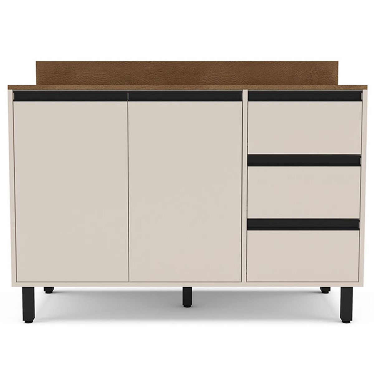 VEKKAHOME - Mueble De Cocina Base Koya Beige 2 Puertas 3 Cajones