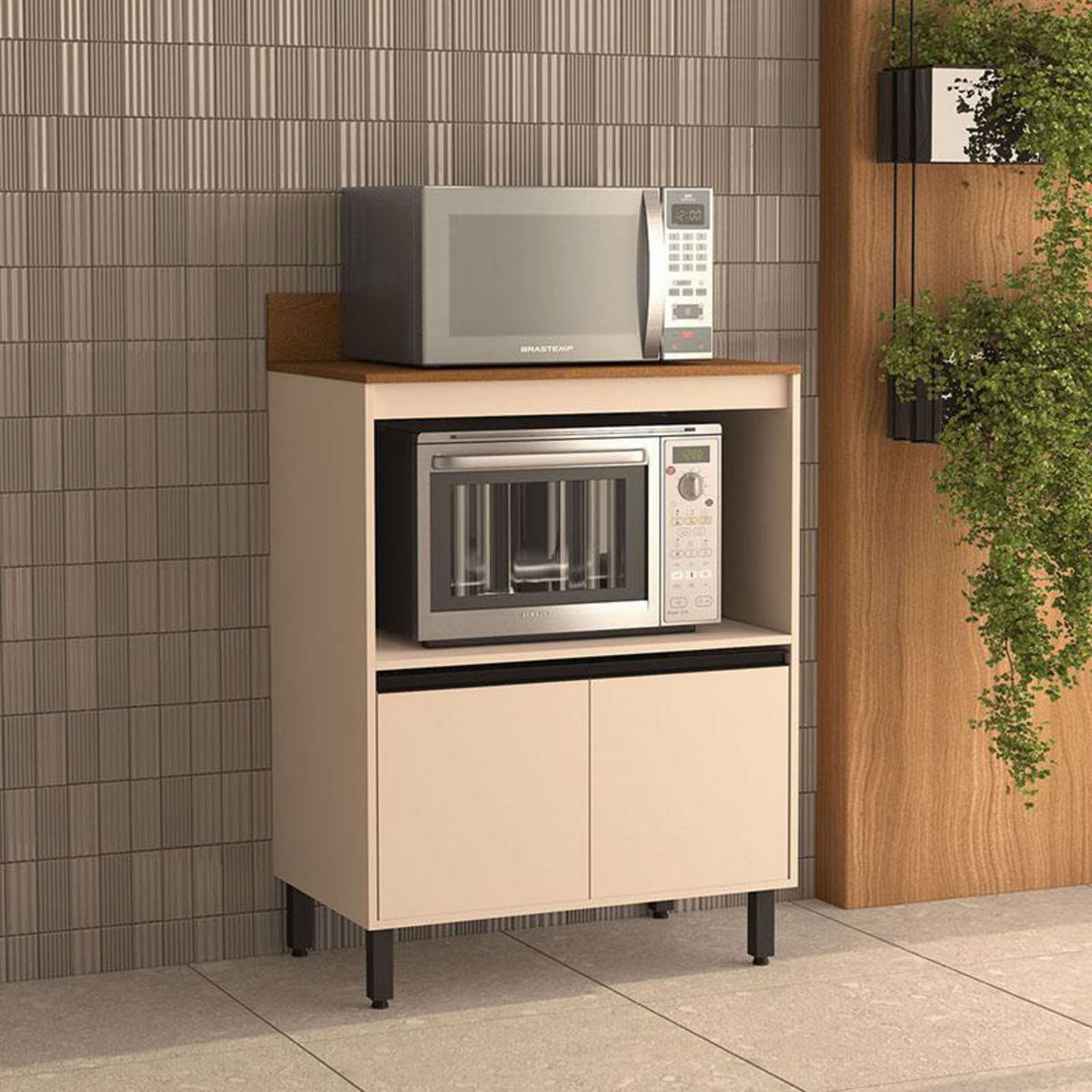 VEKKAHOME - Mueble De Cocina Base Koya Beige 2 Puertas