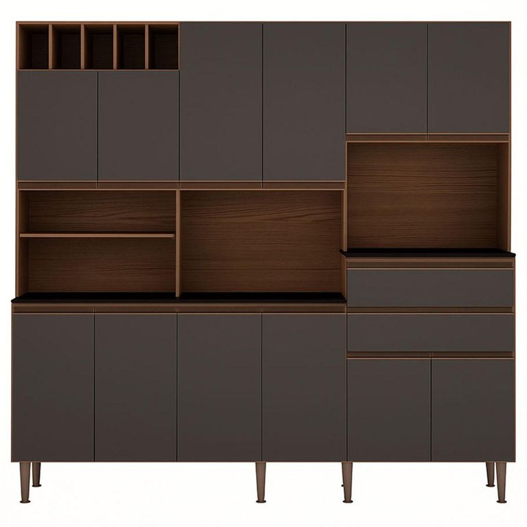 Mueble De Cocina Malbec Gris 12 Puertas 2 Cajones