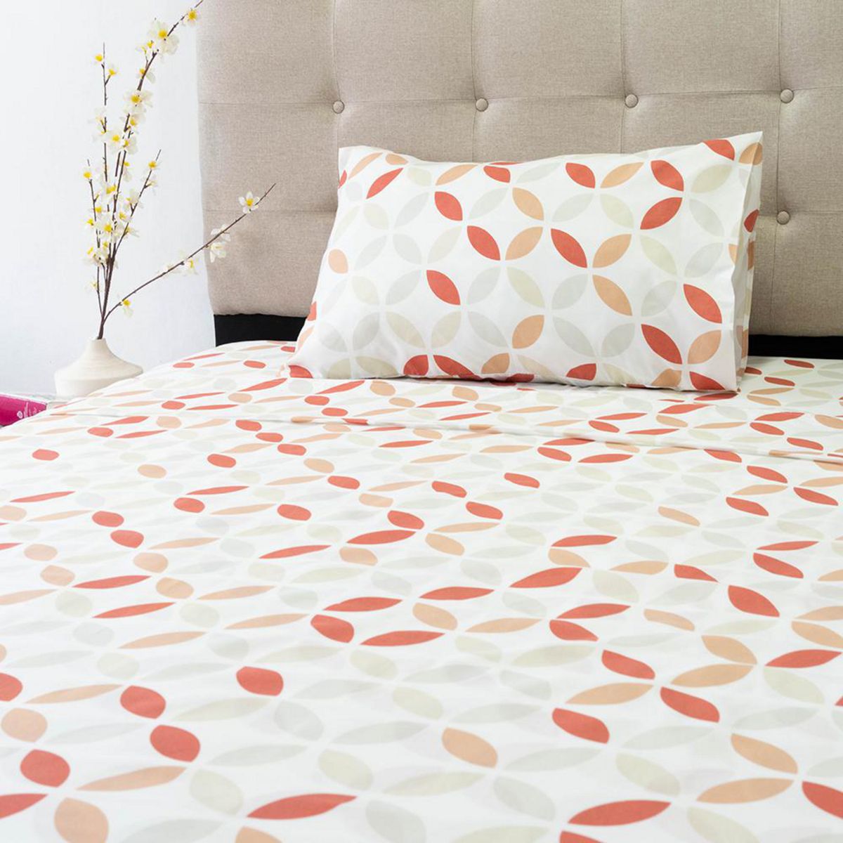 DORAL - Sabana PIEL DURAZNO 1.5 plazas 200 Hilos Multicolor