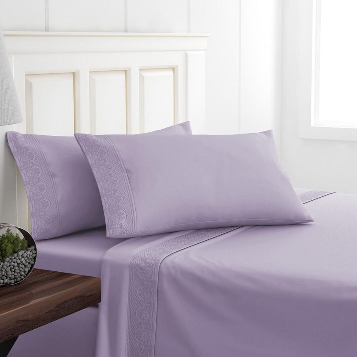 DORAL - Juego Sabanas Santorini 2 plazas 200 Hilos Morado