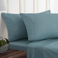 DORAL - Juego Sabanas Santorini King 200 Hilos Aqua