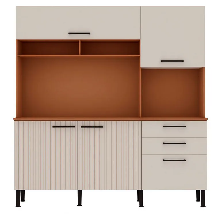 Kit cocina fiori café 4 puertas 3 cajones