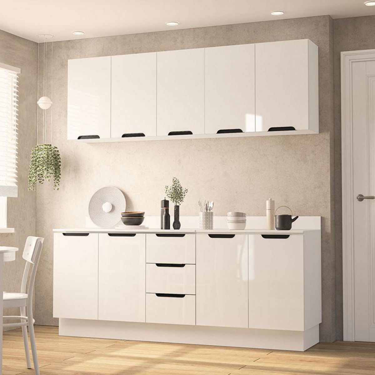 VEKKAHOME - Mueble De Cocina Modular Meena Delta 9 Puertas 3 Cajones