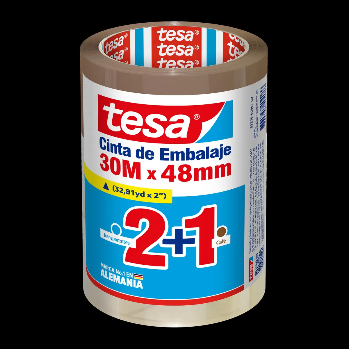 TESA - Pack Cintas 2 trasparente + 1 Café 30x48mm