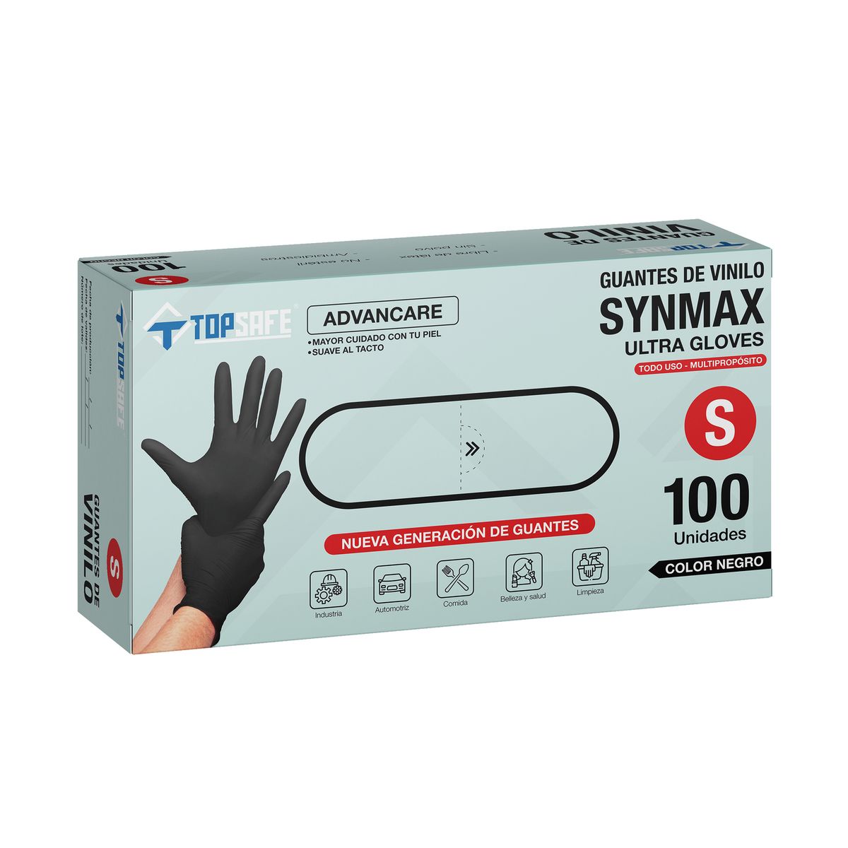 TOPSAFE - Guante de Nitrilo S Negro