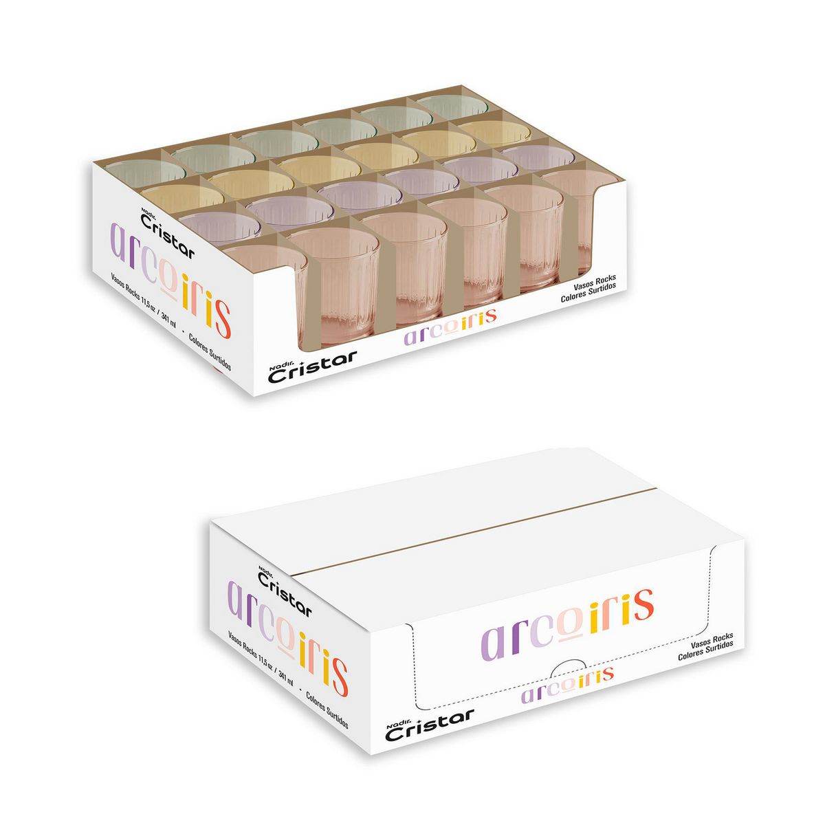 CRISTAR - Vaso Bajo de Vidrio 341 ml Multicolor