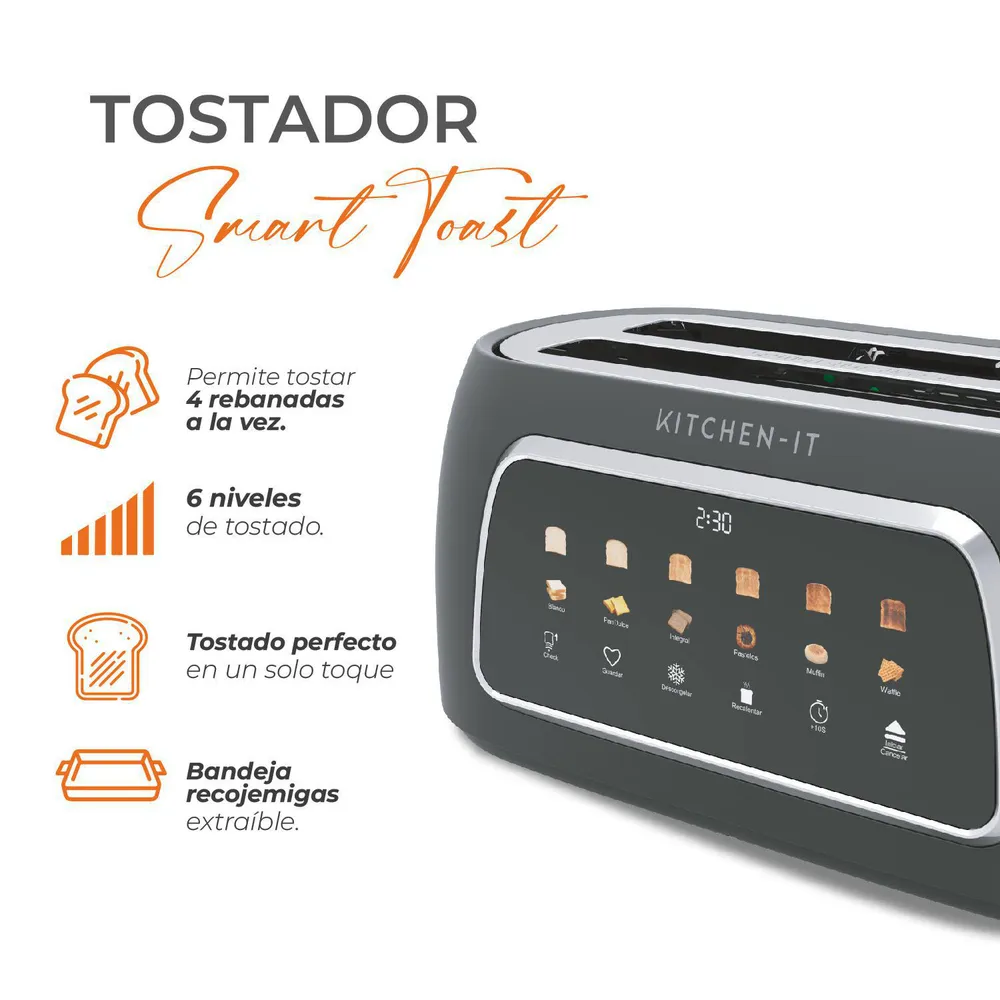 Kitchen-It Smart Toast 4 Rebanadas Negro, foto 4