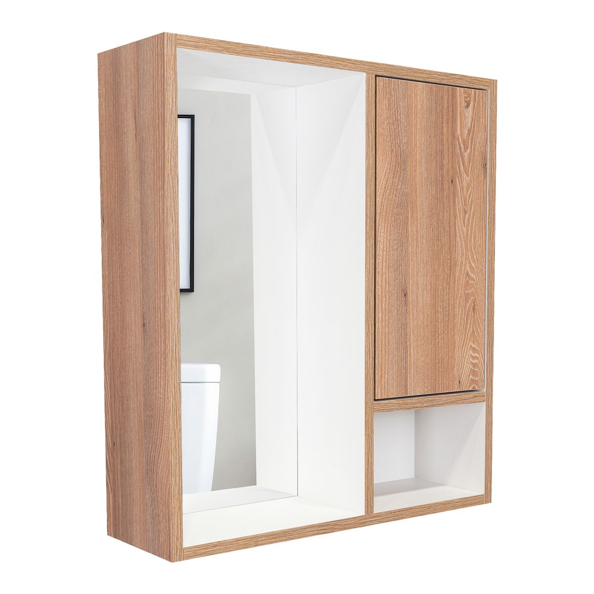 TUHOME - Botiquin Para Baño 59,1x51,5x16,5 Cm Vis Con Espejo Miel Y Blanco
