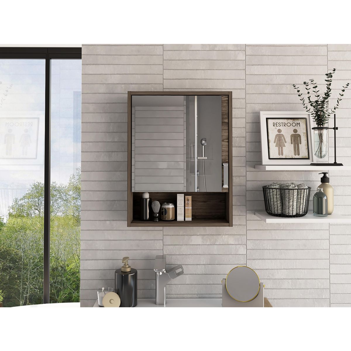 TUHOME - Botiquin Para Baño Eco 60x46,5x13,6 Cm Milan Con Espejo