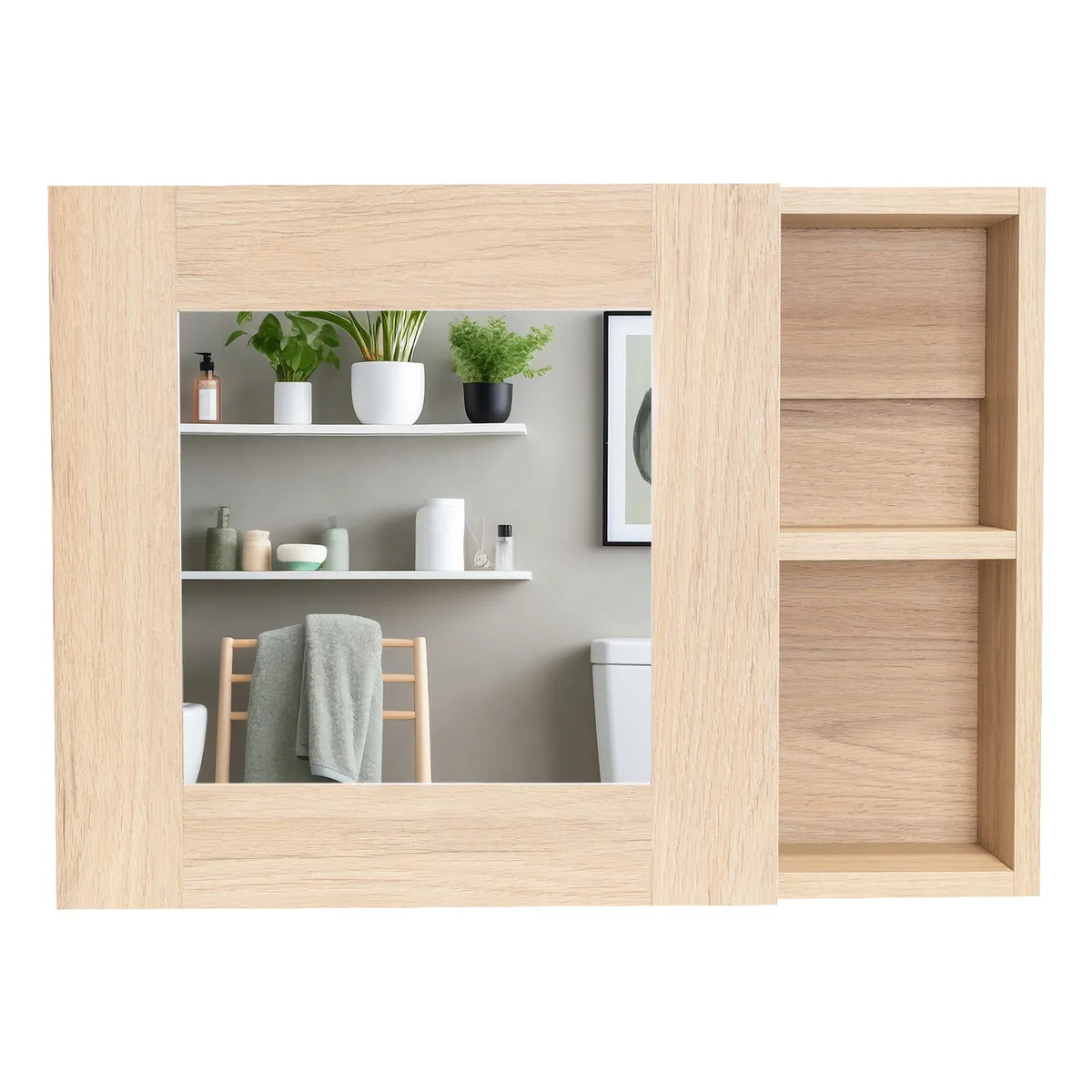 TUHOME - Botiquin Para Baño Cairo 40x55x12.1 Cm Rovere Con Espejo