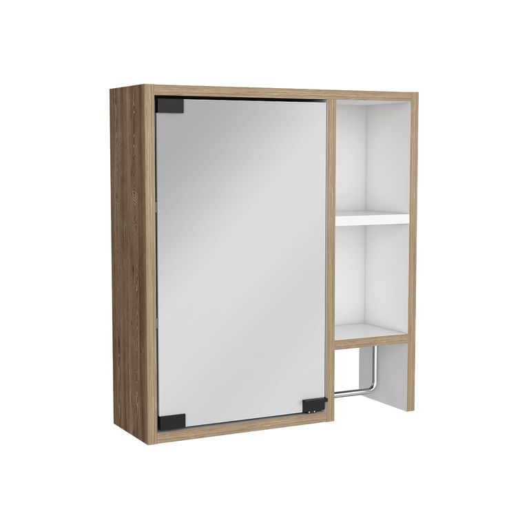 Botiquin Para Baño Martinica 52,2x47,2x14,6cm Miel Y Blanco Con Espejo