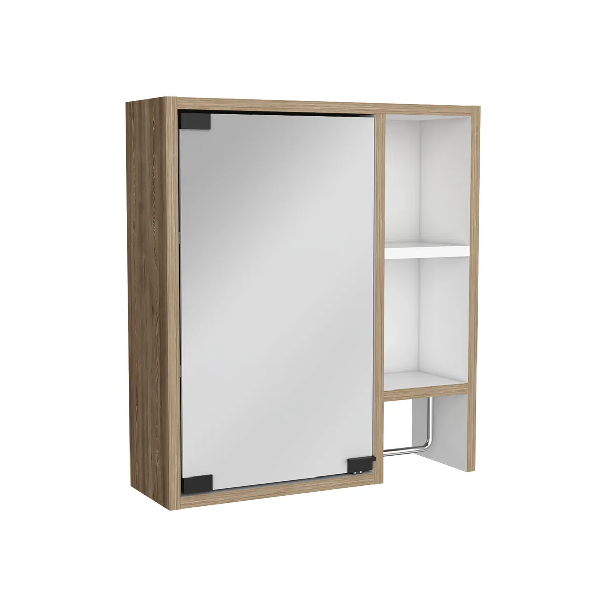 TUHOME - Botiquin Para Baño Martinica 52,2x47,2x14,6cm Miel Y Blanco Con Espejo