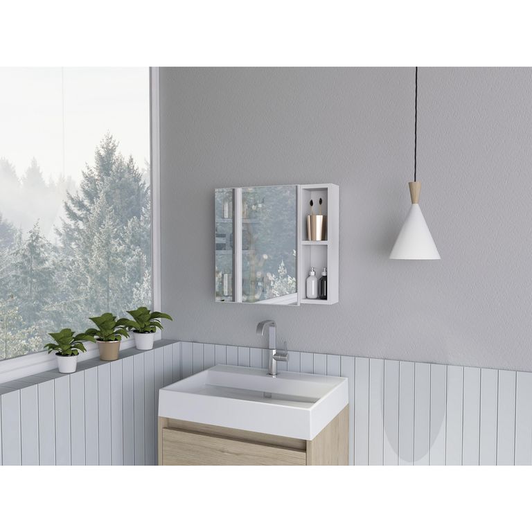 Botiquin Para Baño Omari 47.3x50x12.2 Cm Blanco Con Espejo
