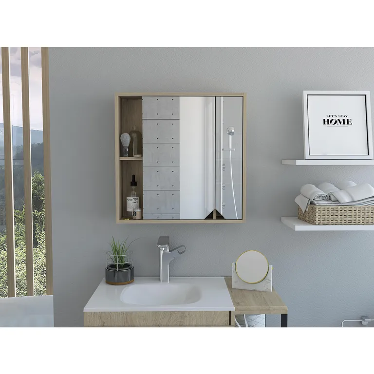 Botiquin Para Baño Ara 60x60x13,6 Cm Rovere Con Espejo