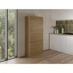 TUHOME - Despensa Varese Blanco Y Fresno Europeo 160,7x70x36,3 Cm 2 Puertas
