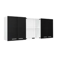 Mueble De Cocina Mural 150x60x31,5 Cm Wengue Y Blanco 6 Puertas