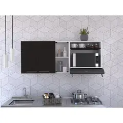 TUHOME - Mueble De Cocina Mural Gina 60.2x150x40 Cm Blanco Y Wengue