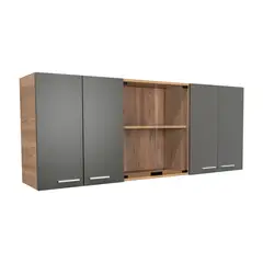 TUHOME - Mueble De Cocina Mural 150x60x31,5 Cm Miel Y Plomo 6 Puertas