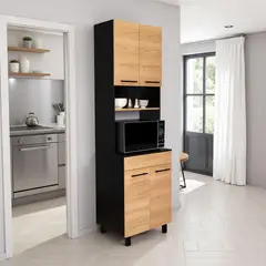 TUHOME - Mueble De Cocina Para Microondas Luna Wengue Y Fresno 210x60x49,1 Cm