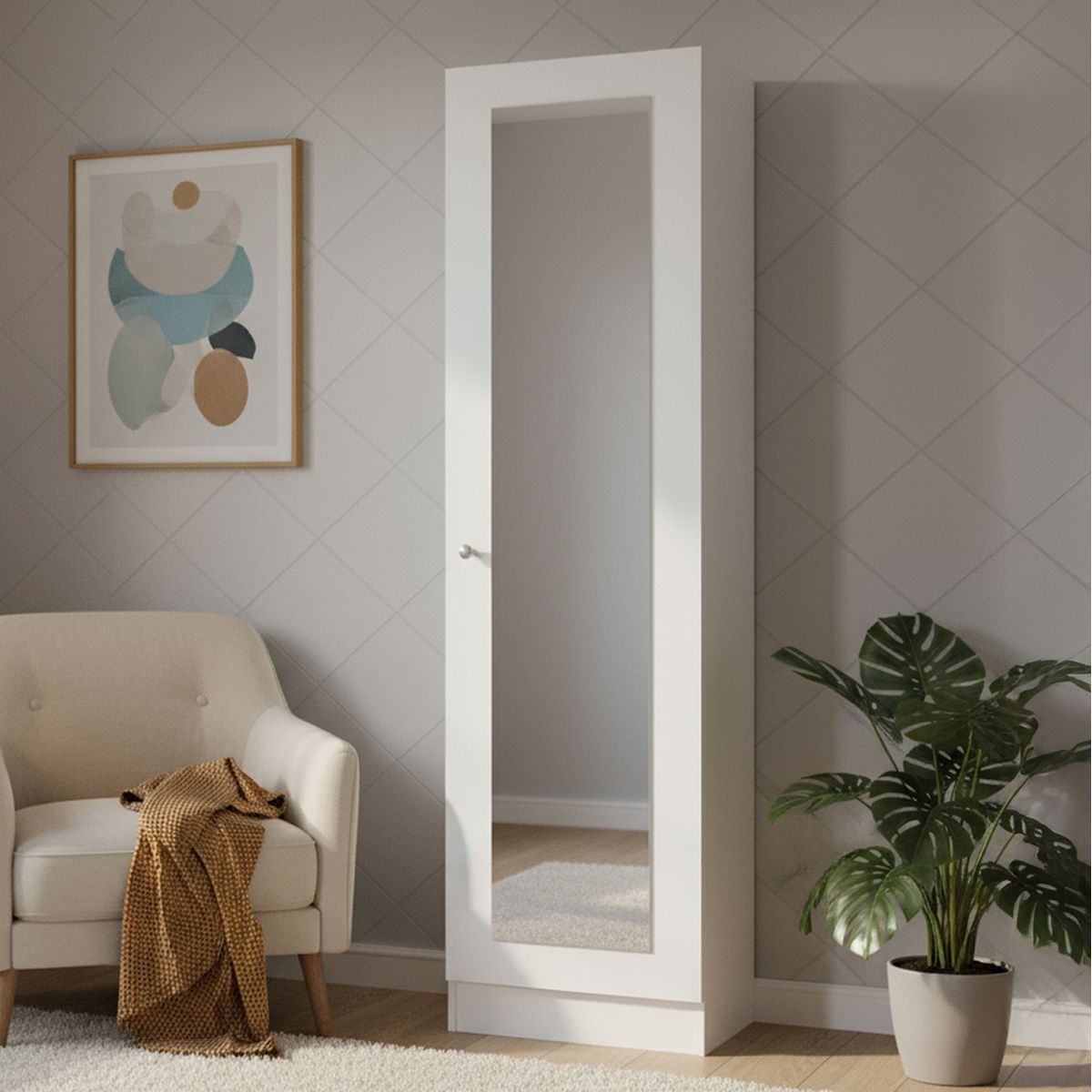 TUHOME - Clóset 1 Puerta(s) 3 Repisa(s) 49.1x180.8x30.2 cm Blanco