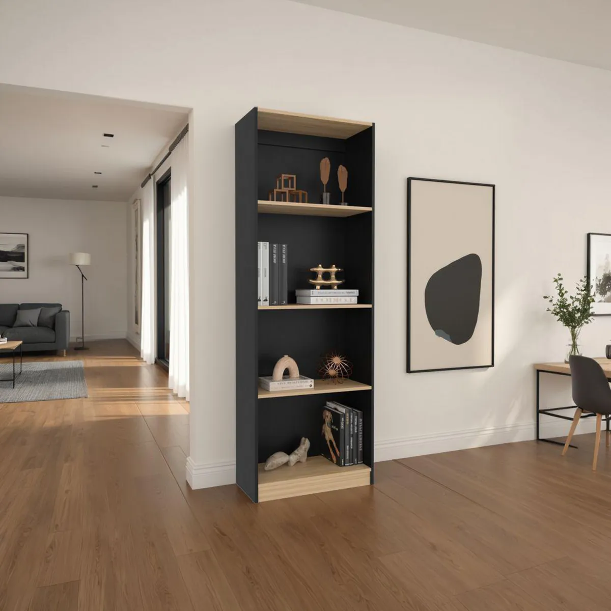 TUHOME - Estante Melamina 3 Nivel(es) 62.8x180.6x29.9 cm Wengue/fresno europeo