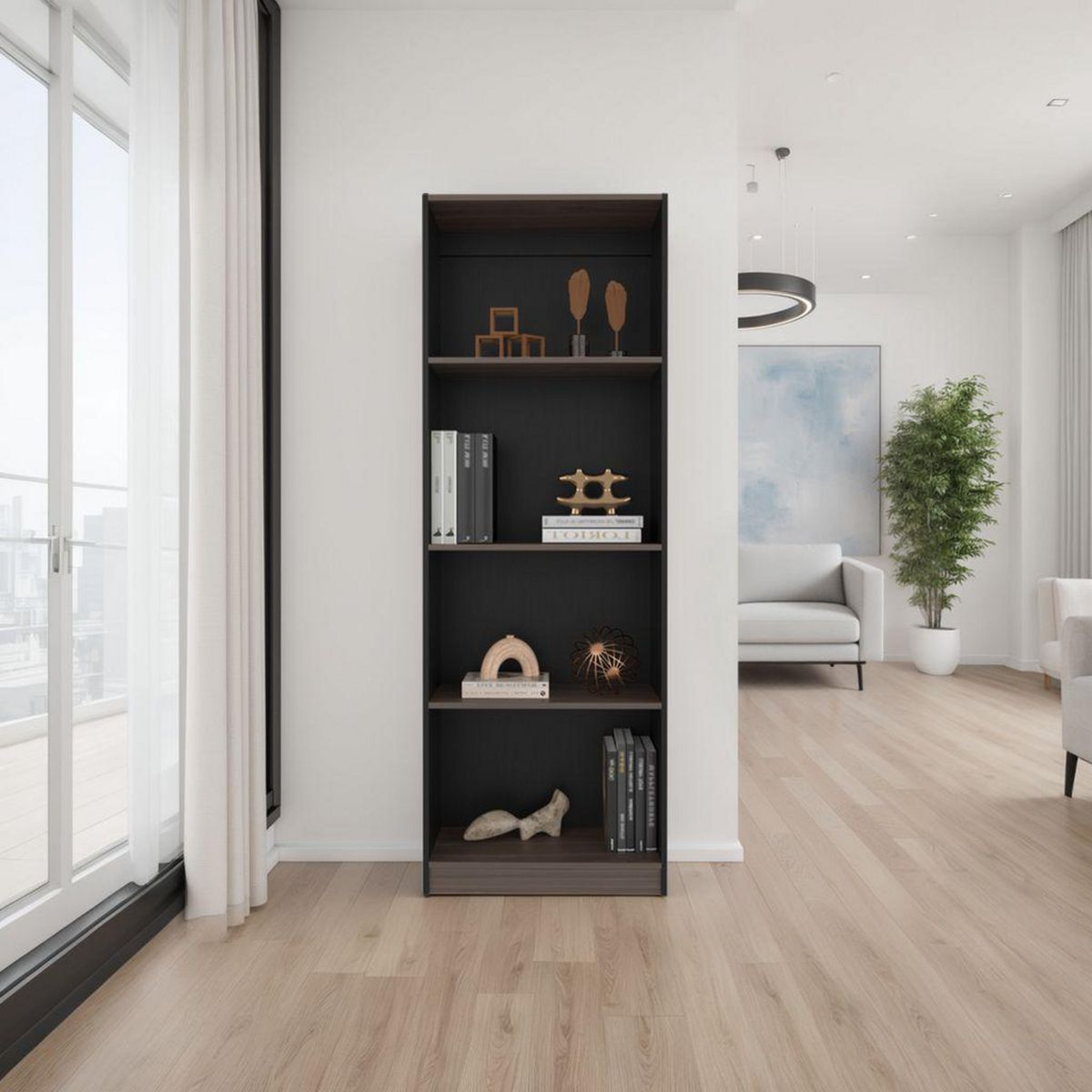 TUHOME - Estante Melamina 3 Nivel(es) 62.8x180.6x29.9 cm Wengue y milan