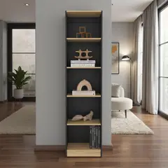 TUHOME - Estante Melamina 4 Nivel(es) 45x180.6x29.6 cm Wengue/fresno europeo