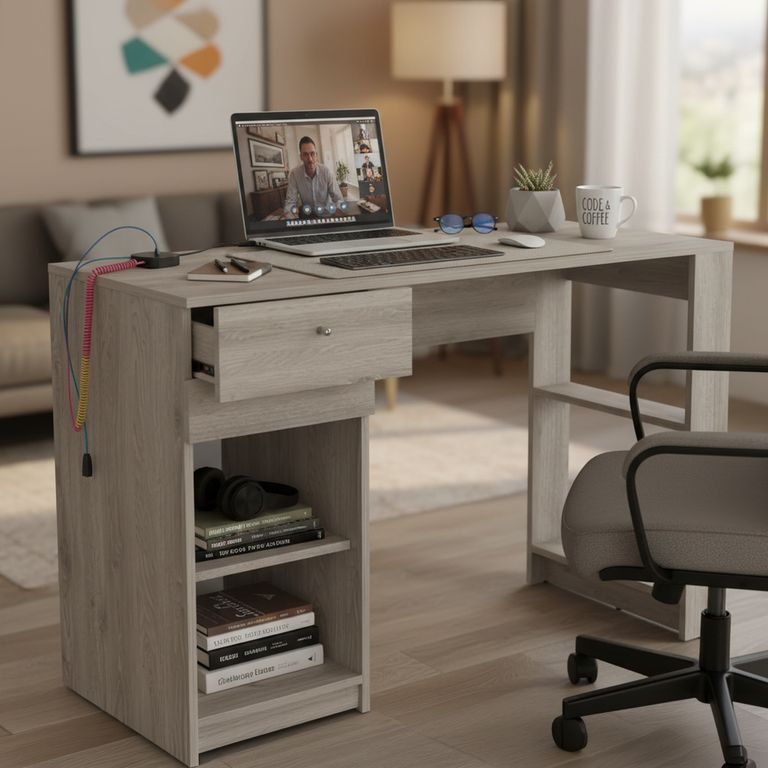 TUHOME Escritorio Home Ceniza 120.2x75.6x47.3 cm