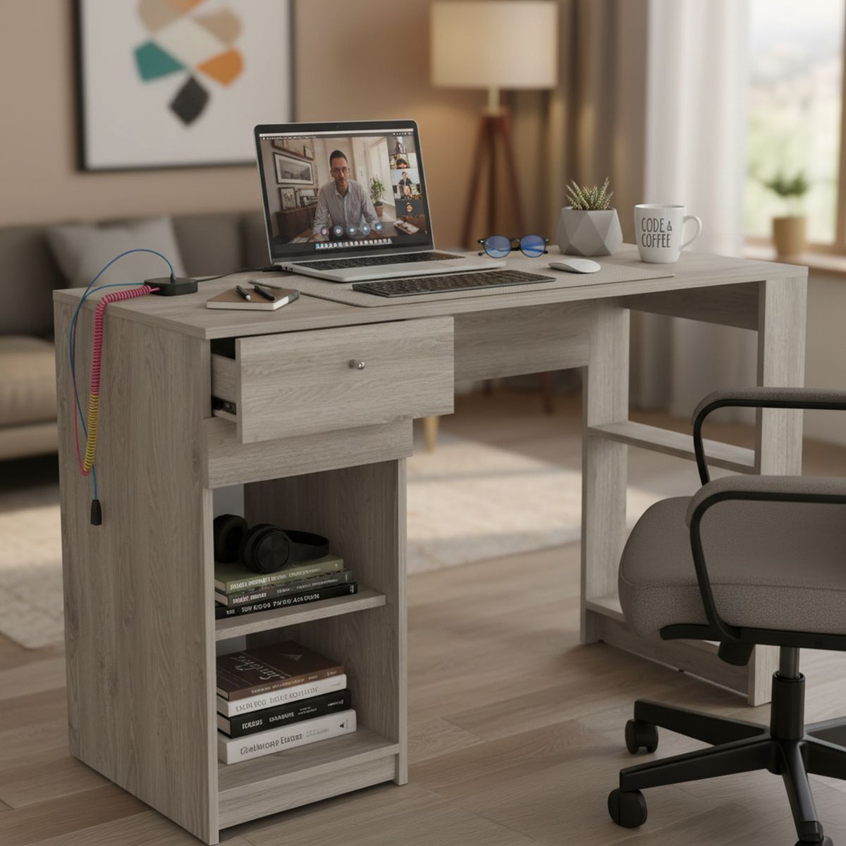 TUHOME - Escritorio Home Ceniza 120.2x75.6x47.3 cm