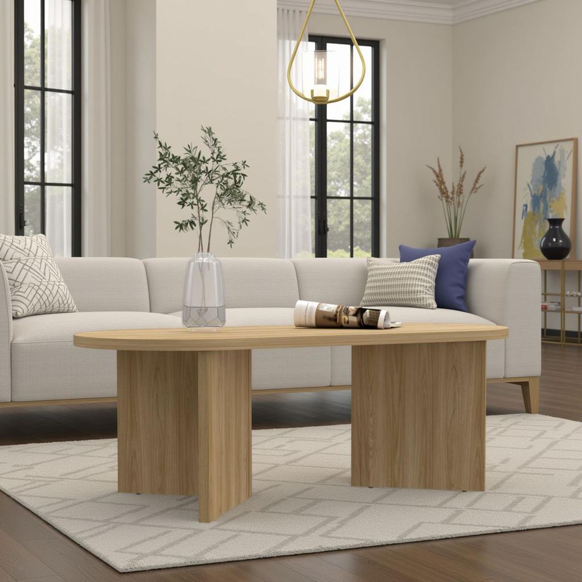 TUHOME - Mesa de Centro Ted Fresno europeo 120.2x52.7x42.2 cm