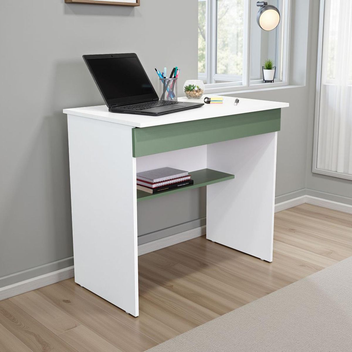 TUHOME - Escritorio Ohio Blanco/agave 80x73x49.8 cm