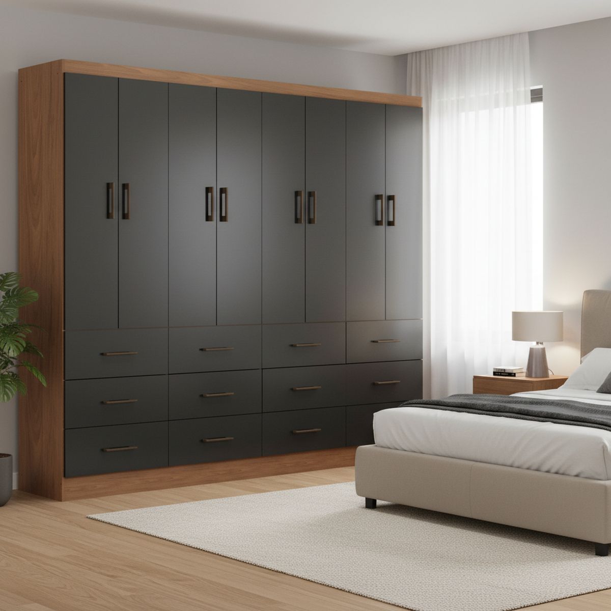 EXIT - Clóset 8 Puerta(s) 12 Cajón(es) 4 Repisa(s) 199.6x182x40 cm Negro/Café