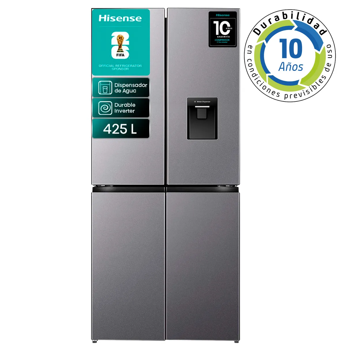 HISENSE - Refrigerador French Door No Frost 425 Litros Inox RQ5P431NMDA
