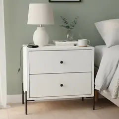 ONESSTA - Velador 2 Cajón(es) Luna 54x56x45 cm Vainilla