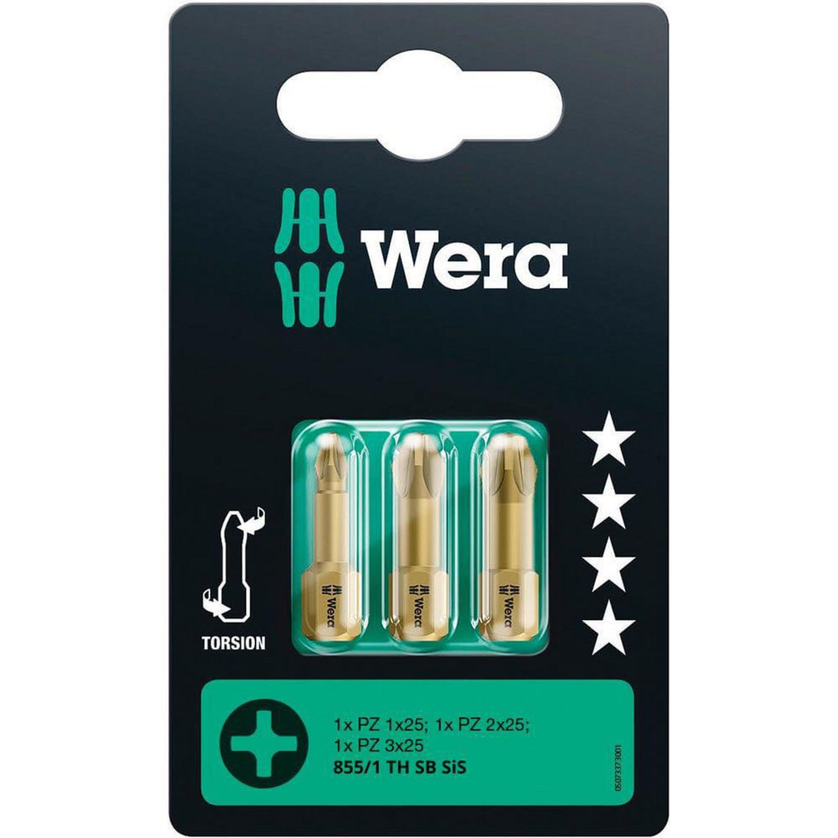 WERA - Blister Puntas Pozidriv (3) 855/1 TH PZ1 / PZ2 / PZ3