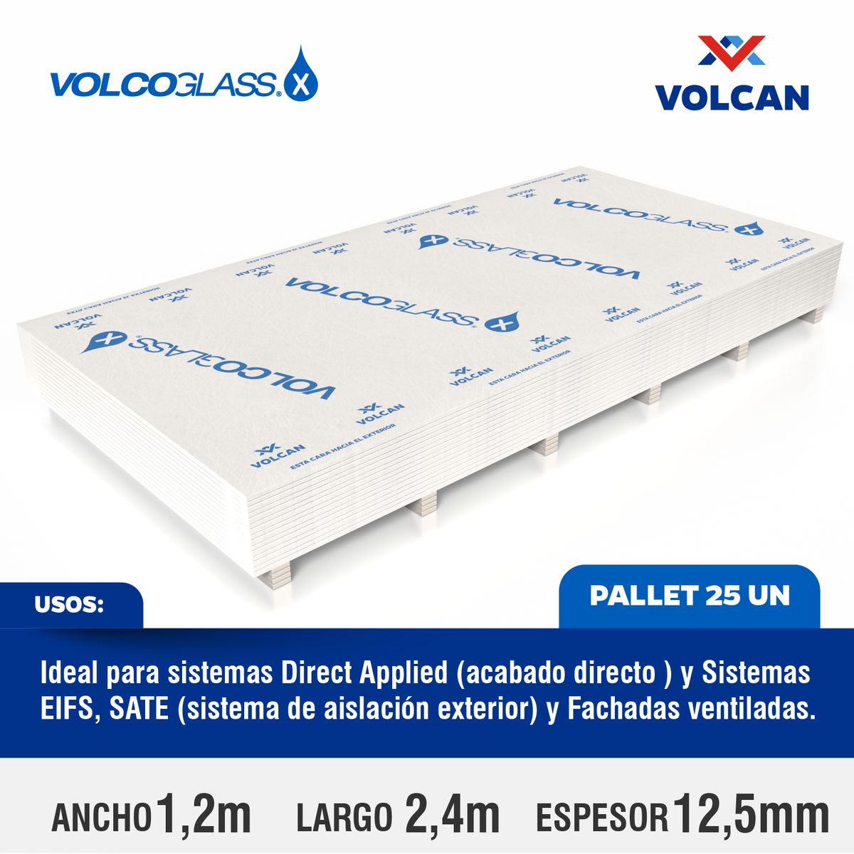 VOLCAN - Plancha Volcoglass X 12,5 1,2X2,4m 25un