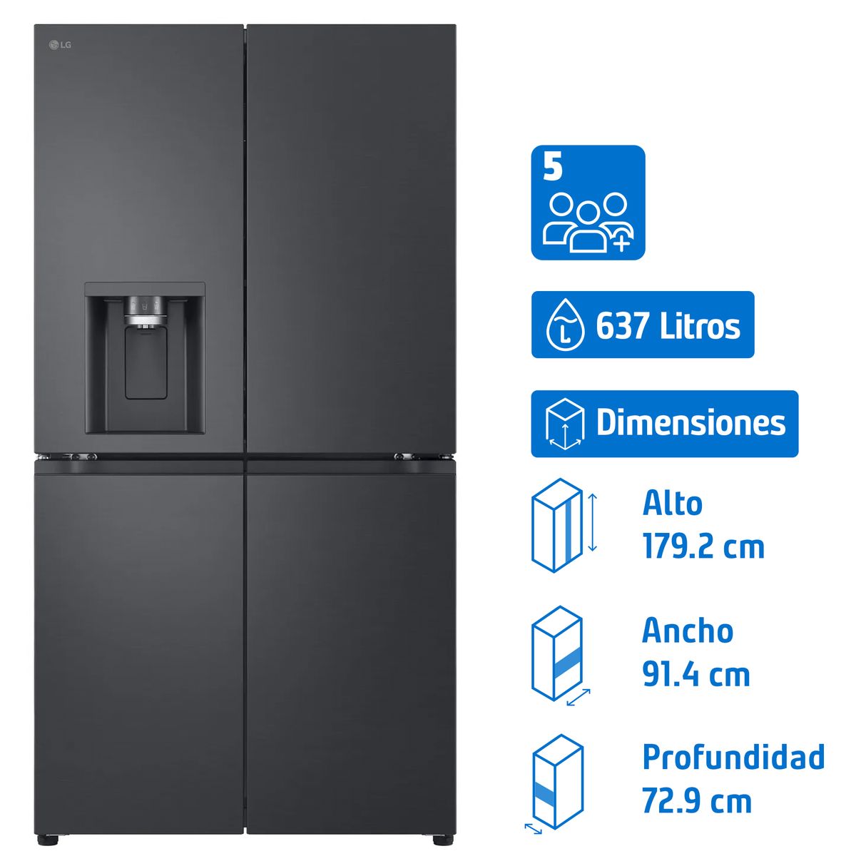 LG - Refrigerador Multidoor No Frost 637 Litros GM92SPV.AEVPECL