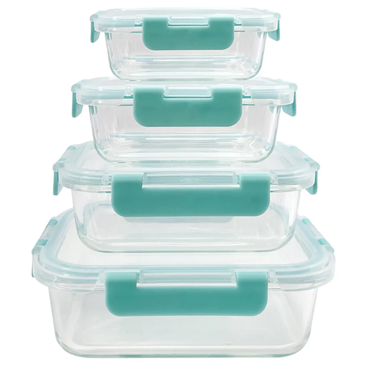 DORAL - Set 4 contenedores de vidrio con tapa rectangular fresh lock